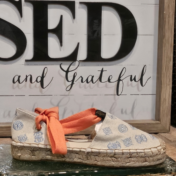 Guess Espadrilles with Orange Ankle Tie Sz 8.5 - Picture 1 of 11